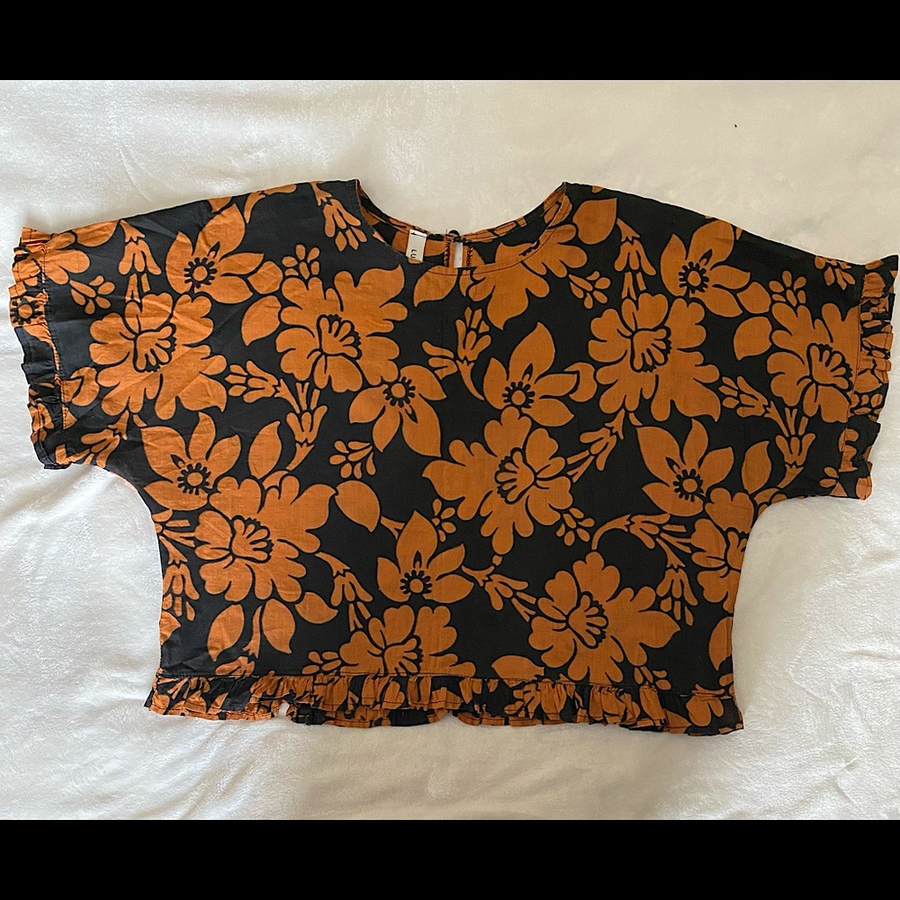 Black Floral Print Blouse